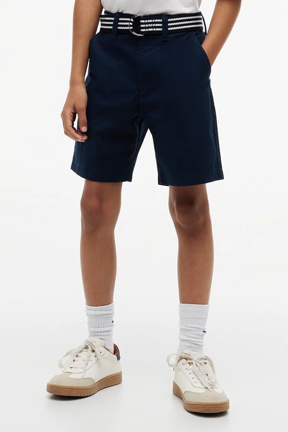 Tommy Hilfiger pantaloni scurți chinos pentru copii, din bumbac cu elastan bleumarin KB0KB10246.128.176.PPY2