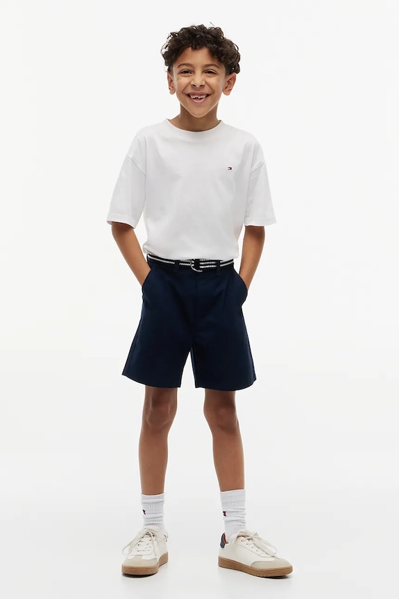 Tommy Hilfiger pantaloni scurți chinos pentru copii, din bumbac cu elastan bleumarin KB0KB10246.128.176.PPY2