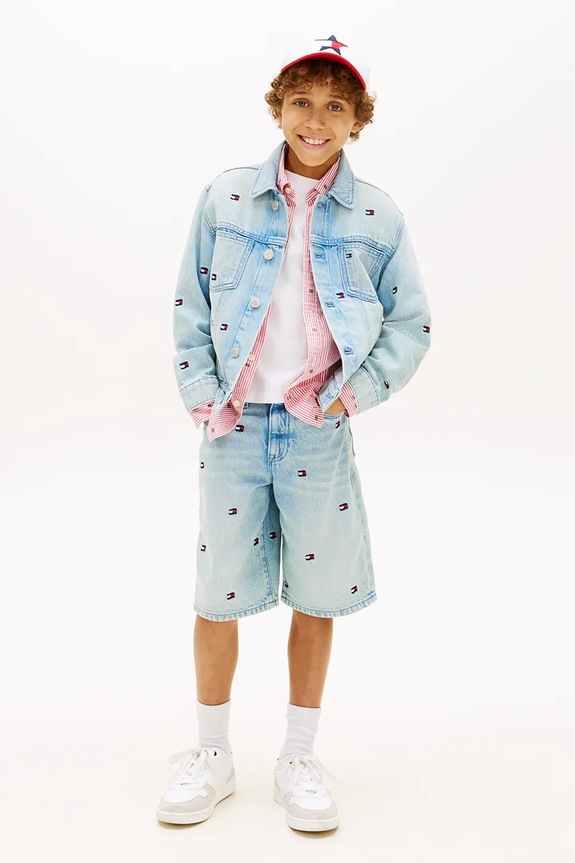 Băieți Tommy Hilfiger pantaloni scurți copii din bumbac KB0KB10304.128.176.PPY2 albastru