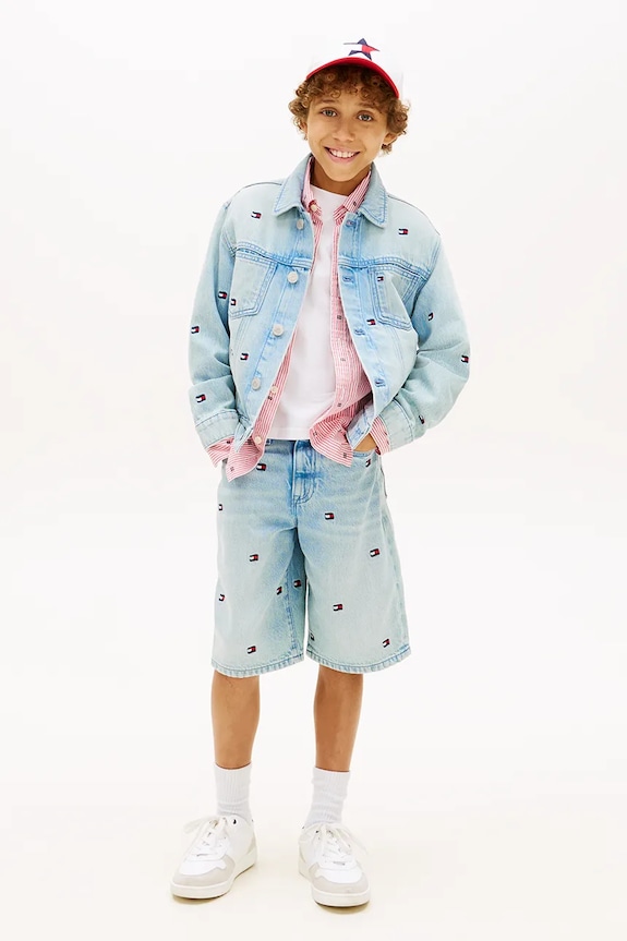 Băieți Tommy Hilfiger pantaloni scurți copii din bumbac KB0KB10304.128.176.PPY2 albastru