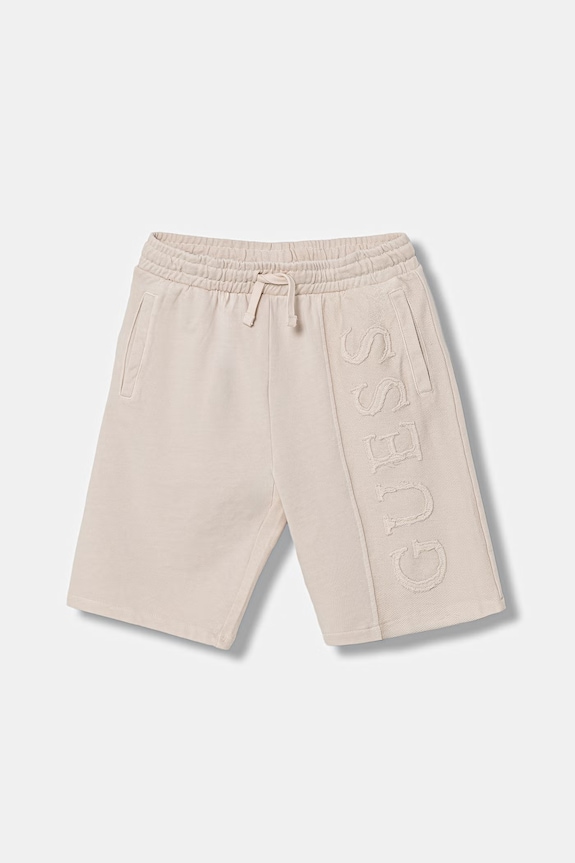 Guess szorty dresowe dziecięce bawełniane beżowy L6GD01.KA6R4.PPY2.M