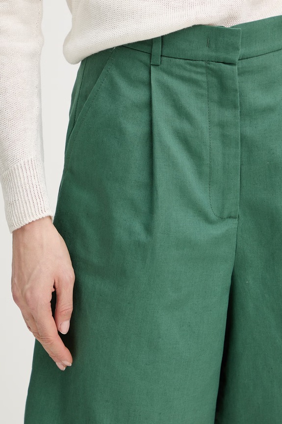 Kratke hlače s dodatkom lana Weekend Max Mara ECUBA zelena 2615141022600