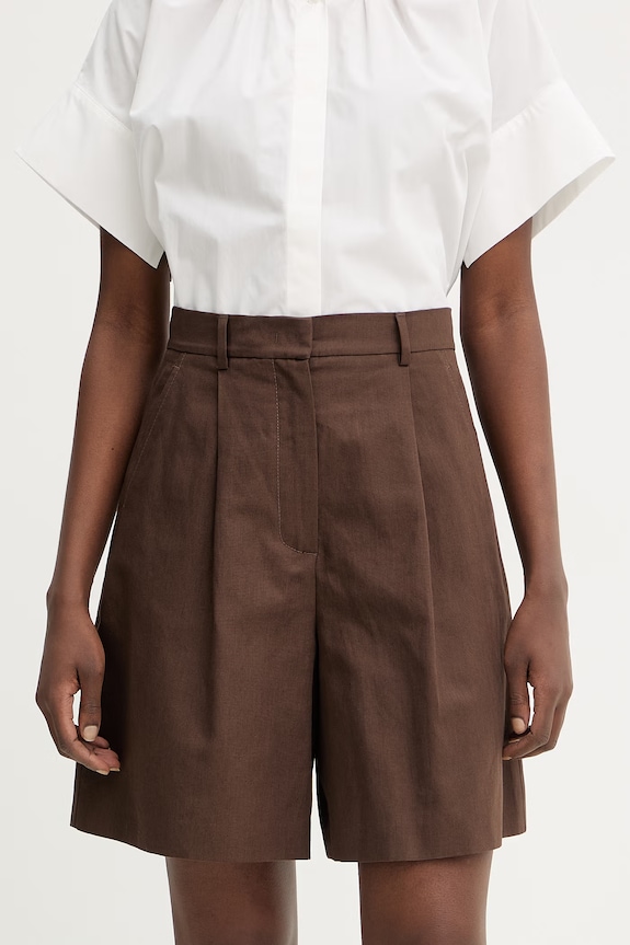 Weekend Max Mara pantaloni scurți cu in ECUBA panza maro 2615141022600
