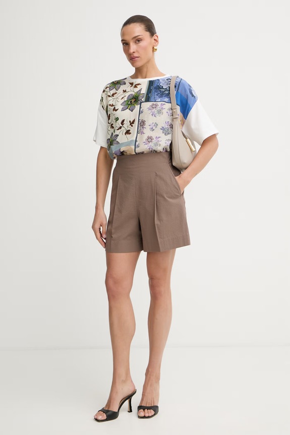 MM by Max Mara kratke hlače ženske od pamuka BALTA 2616141018600 smeđa SS26