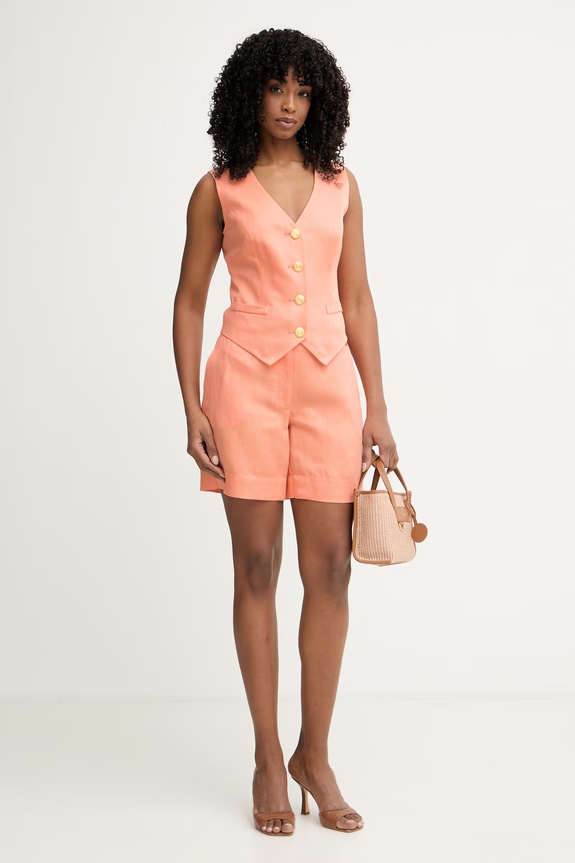 Marciano by Guess σορτς κομψά Γυναικεία με πρόσμιξη λινού JANE G6GD21.W2367 πορτοκαλί SS26