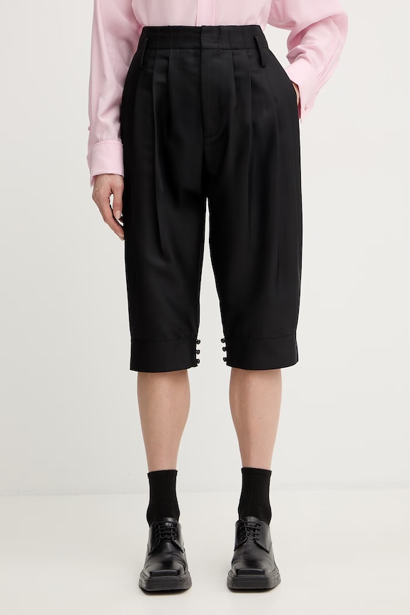 Kenzo elegantné šortky dámske vlnené čierna FG52PA1209FA