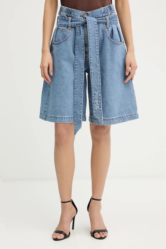 Pinko pantaloni scurți jeans bumbac albastru 106258.A3A9