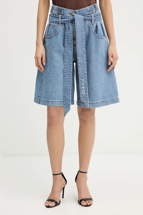 Pinko pantaloni scurți jeans bumbac albastru 106258.A3A9