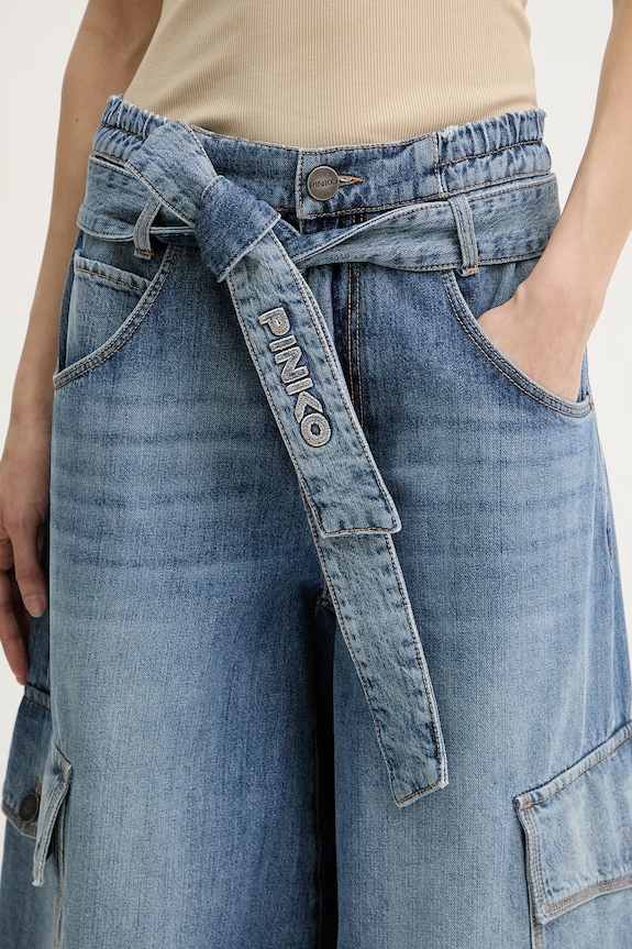 Pinko šortky cargo dámske rifľové modrá 106269.A323