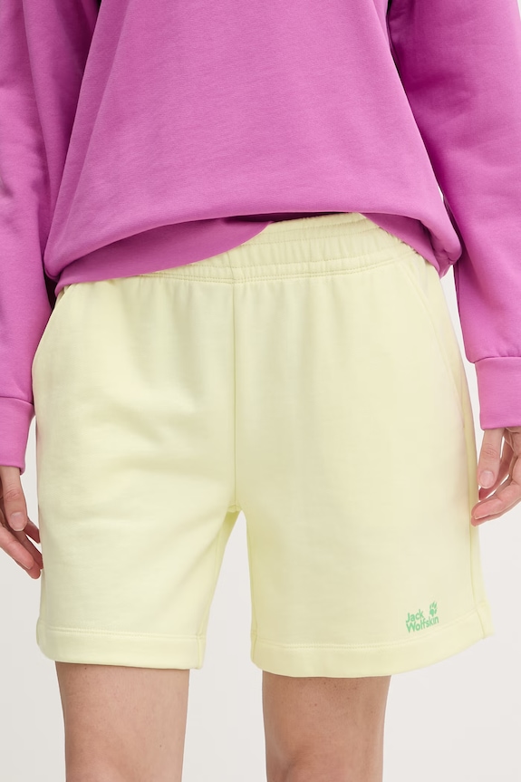 Jack Wolfskin teplákové šortky dámske bavlnené Celebrate The Paw žltá A65909