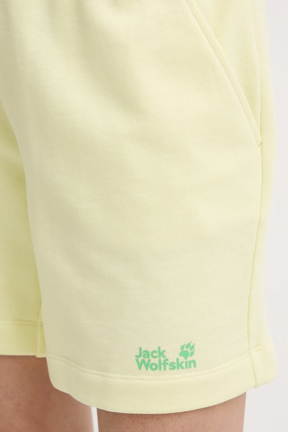 Jack Wolfskin teplákové šortky dámske bavlnené Celebrate The Paw žltá A65909