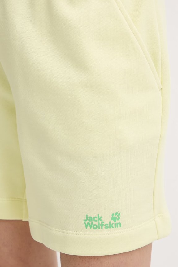 Jack Wolfskin teplákové šortky dámske bavlnené Celebrate The Paw žltá A65909