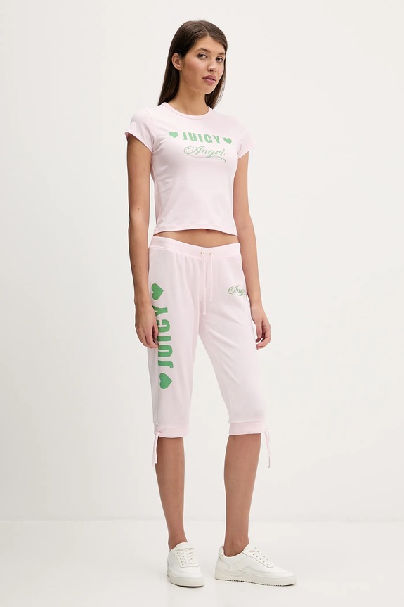Juicy Couture pantaloni scurți de catifea Angel JCNBJ126456 roz SS26