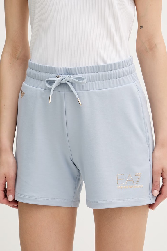 EA7 Emporio Armani Šortky dámske s viskózou modrá AF12482.7W000269