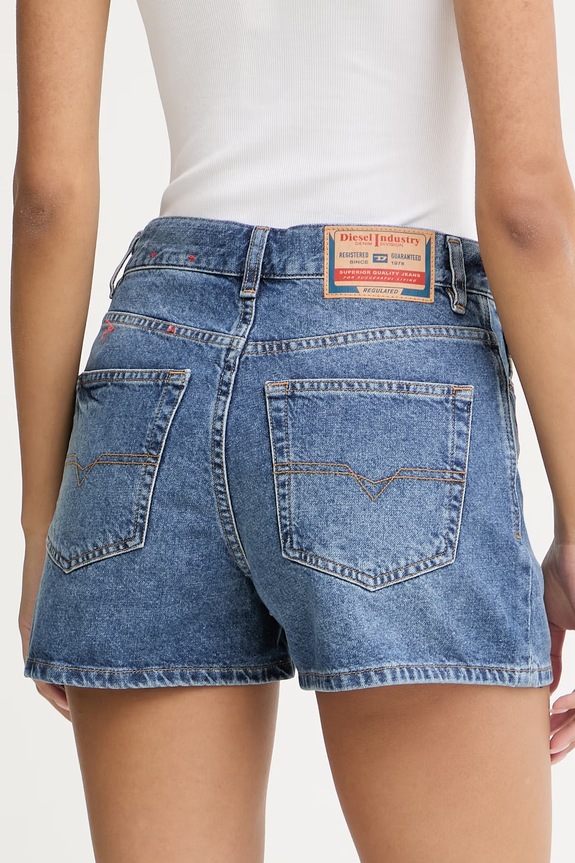 Îmbrăcăminte Diesel pantaloni scurți pentru femei, din denim DE-HELIOS A22266.0ADBW albastru