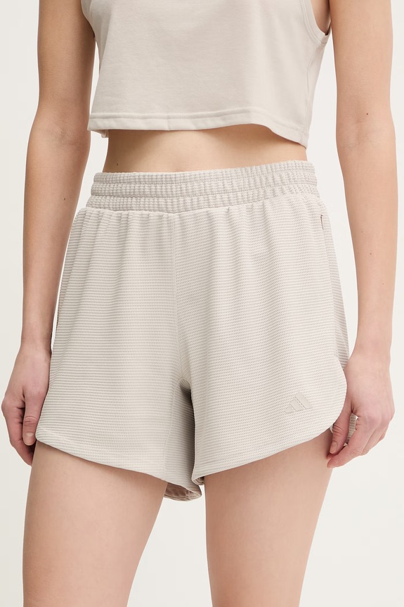 adidas Performance pantaloni scurți de antrenament tricotaj bej KD0077