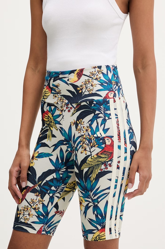 adidas pantaloni scurți x Farm Rio cu modele bej KD4613