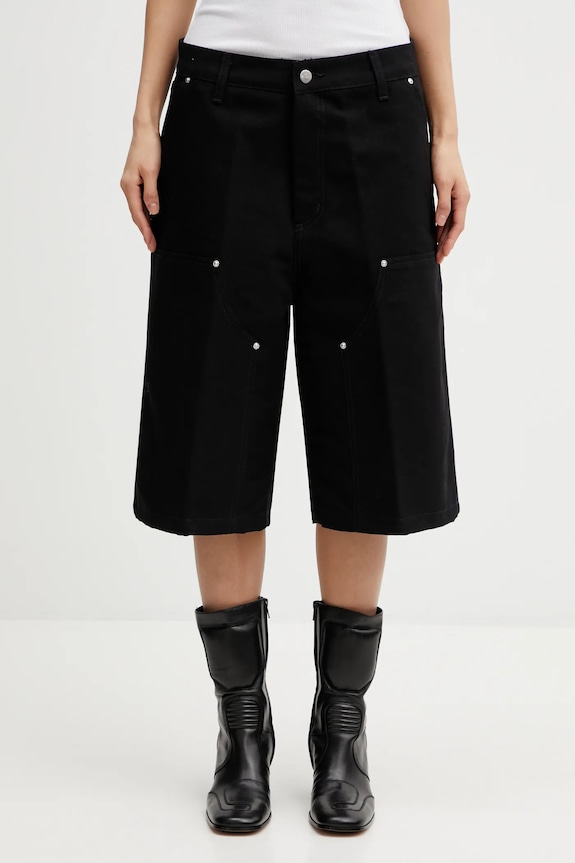 Carhartt WIP pantaloni scurți din bumbac W Nixon Double Knee Short uni negru I036431.8901