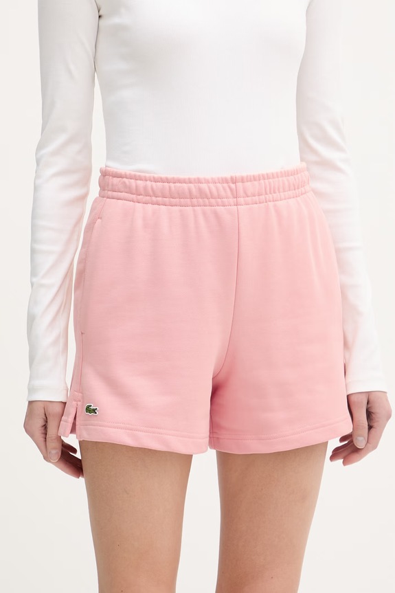 Lacoste szorty dresowe damskie bawełna różowy GF5341