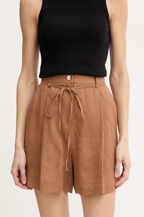 Marella pantaloni scurți din in ZANNATA in maro 2613141014200