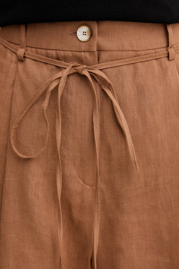 Marella pantaloni scurți din in ZANNATA maro 2613141014200