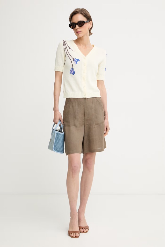 Marella pantaloni scurți pentru femei, din in Emme by Marella 2615141032200 maro SS26