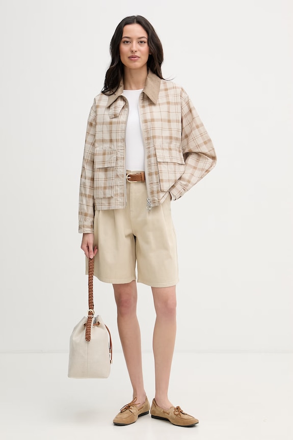 Barbour pantaloni scurți de damă din denim Daya LST0029 bej SS26
