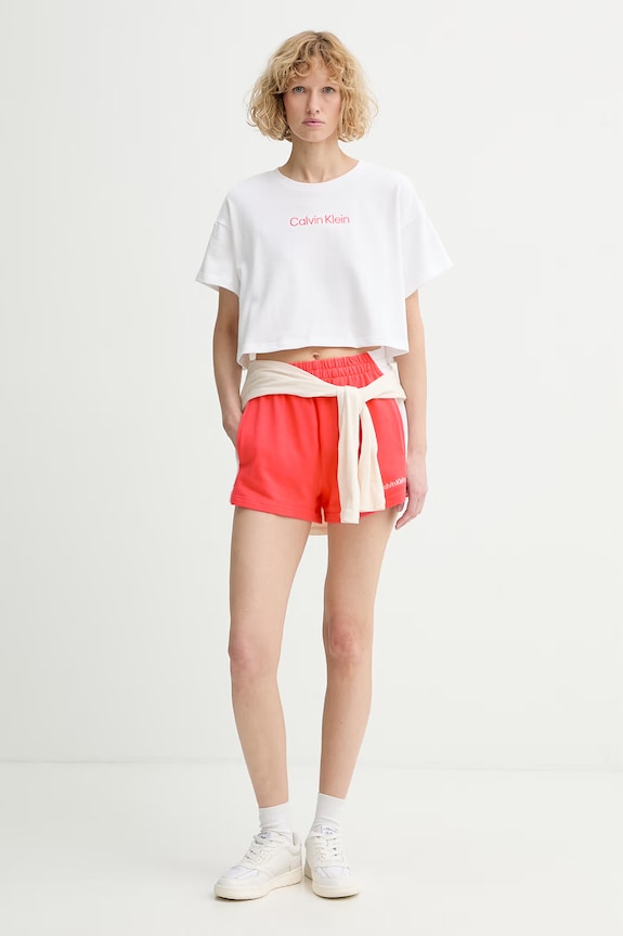 Calvin Klein teplákové šortky dámske bavlnené LV00Q61153 ružová SS26