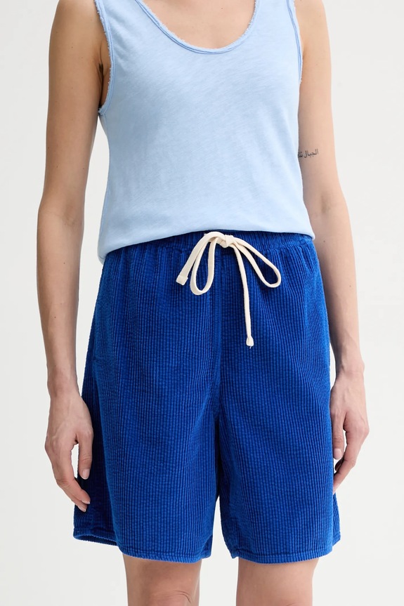 American Vintage pantaloni scurți din velur bumbac albastru PADO09C