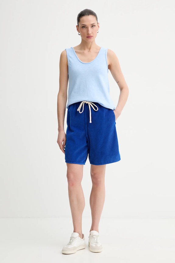 American Vintage pantaloni scurți din velur PADO09C albastru SS26