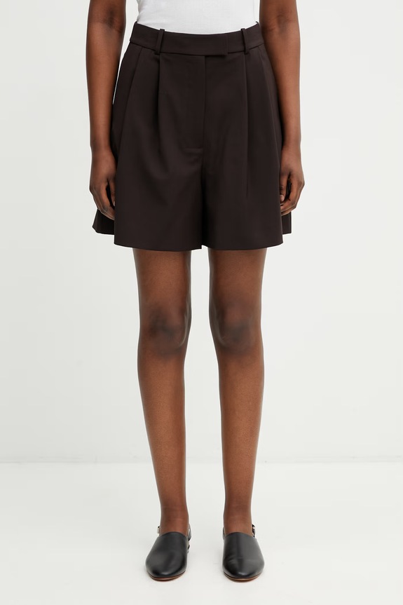 Lacoste szorty z wełną damskie brązowy FF0243