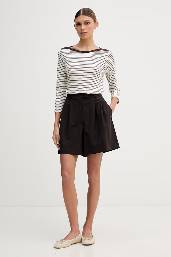 Lacoste Pantaloni scurți femei cu lână FF0243 maro SS26
