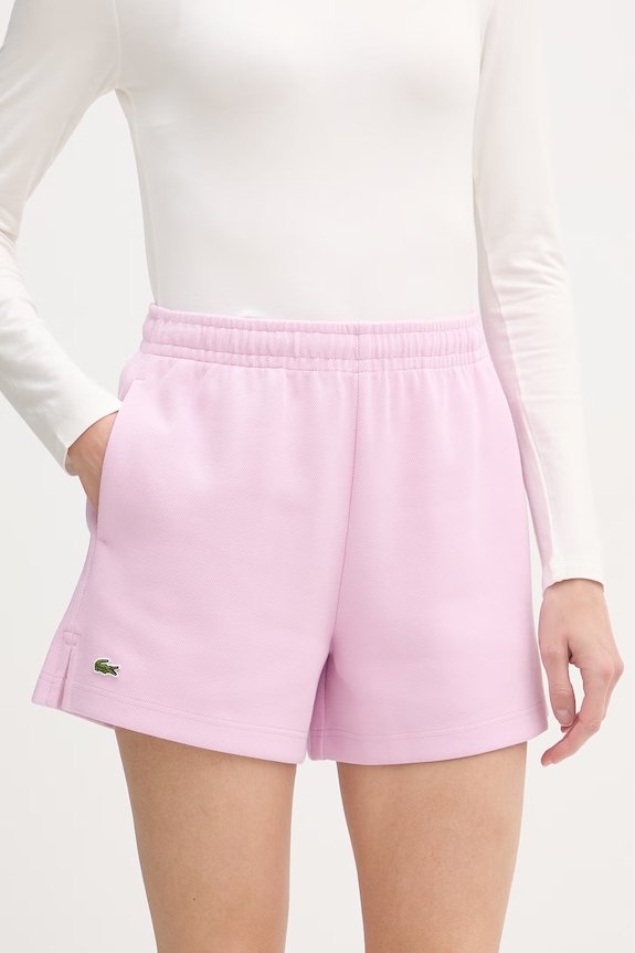 Lacoste pantaloncini da tuta da donna con cotone rosa GF6901
