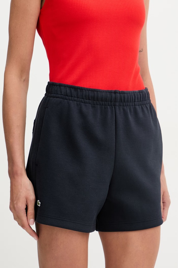 Lacoste pantaloni scurți de trening pentru femei, cu bumbac bleumarin GF6901
