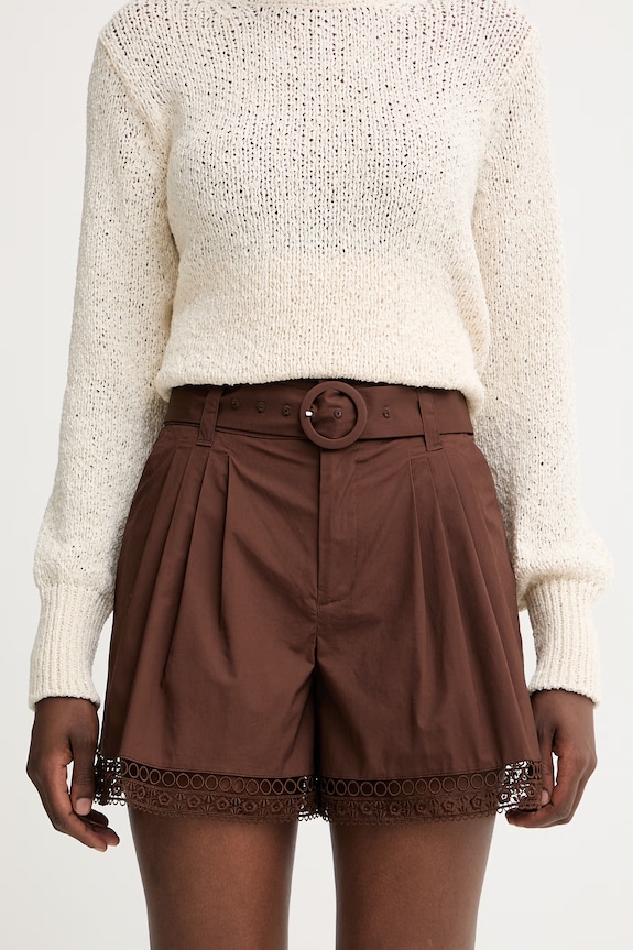 Twinset elegantní šortky dámské bavlněné s elastanem hnědá 261TT2253