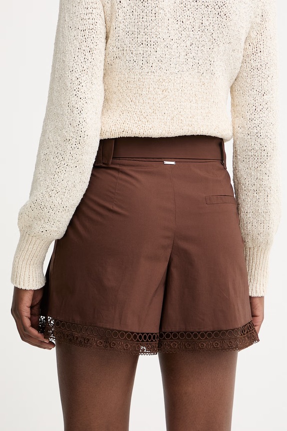 Oblečení Twinset elegantní šortky dámské bavlněné s elastanem 261TT2253 hnědá