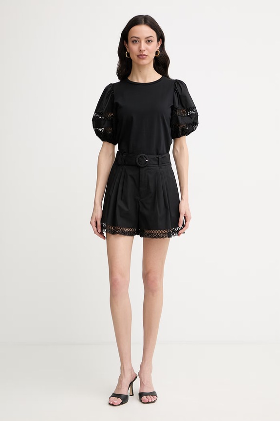 Twinset elegantne kratke hlače za žene od pamuka s elastanom 261TT2253 crna SS26