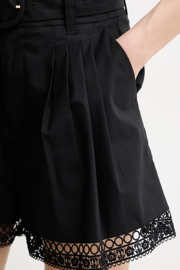 Twinset elegantne kratke hlače za žene od pamuka s elastanom crna 261TT2253