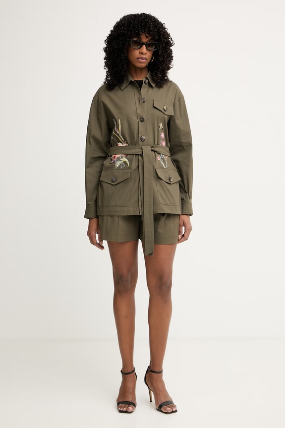 Luisa Spagnoli σορτς γυναικεία βαμβακερά με ελαστάν Altalena 542820 πράσινο SS26