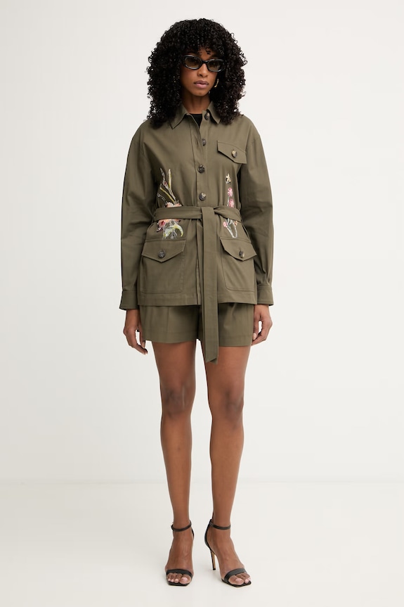 Luisa Spagnoli σορτς γυναικεία βαμβακερά με ελαστάν Altalena 542820 πράσινο SS26