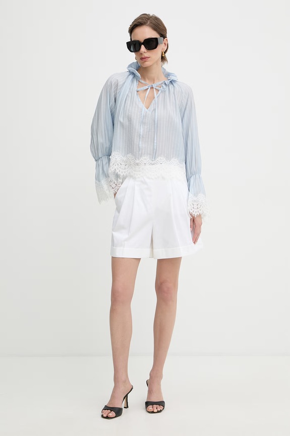 Luisa Spagnoli pantaloncini eleganti da donna in cotone Avola 543326 bianco SS26