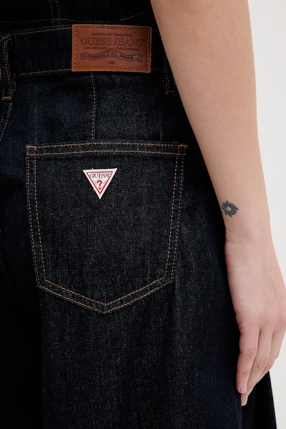 Guess Jeans elegantní šortky dámské džínové námořnická modř W6GDY5.D7971