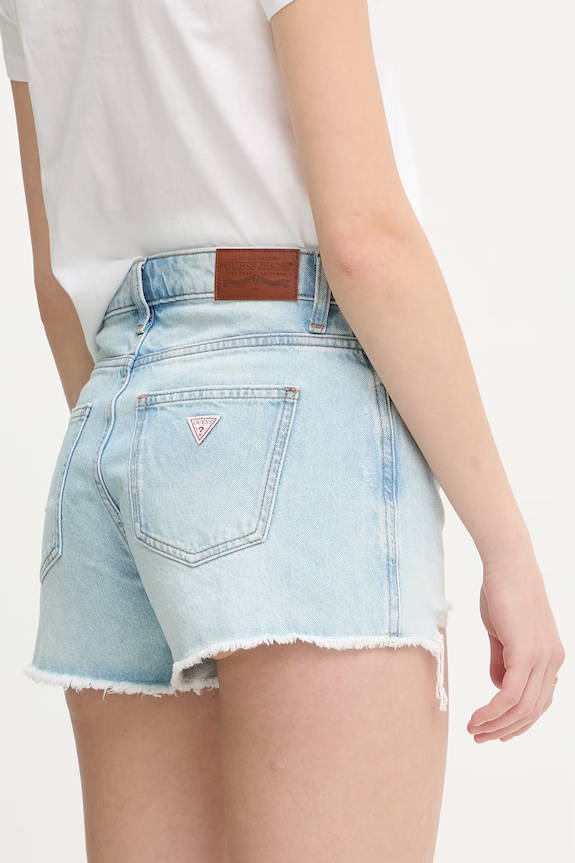 Oblečenie Guess Jeans šortky dámske rifľové W6GDZ8.D6364 modrá