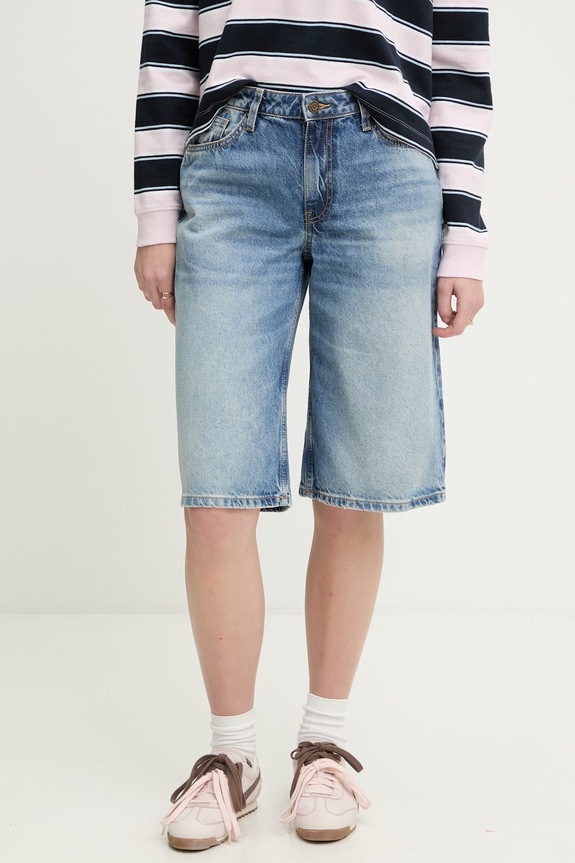 Guess Jeans pantaloni scurți de damă din denim albastru W6GD1D.D6363