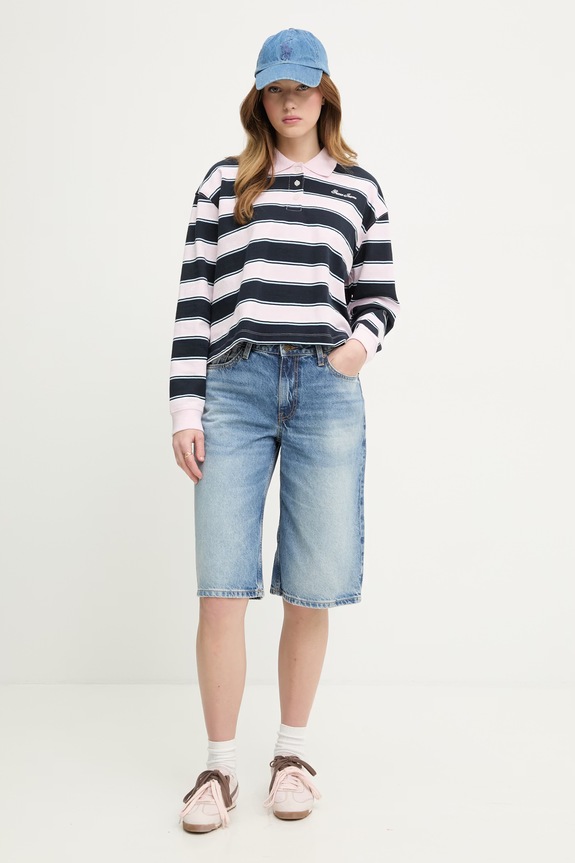 Guess Jeans pantaloni scurți de damă din denim W6GD1D.D6363 albastru SS26