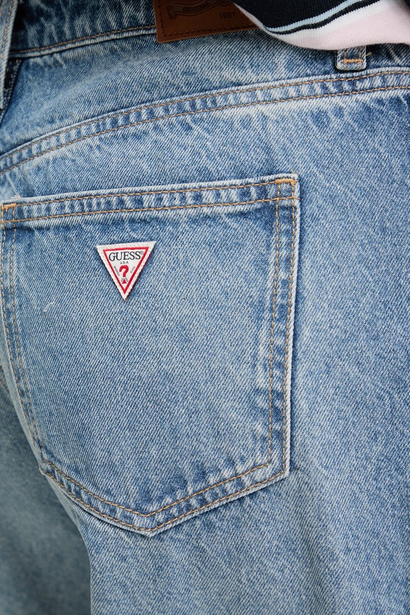 Guess Jeans pantaloni scurți de damă din denim albastru W6GD1D.D6363