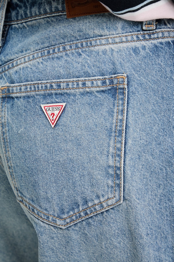 Guess Jeans pantaloni scurți de damă din denim albastru W6GD1D.D6363
