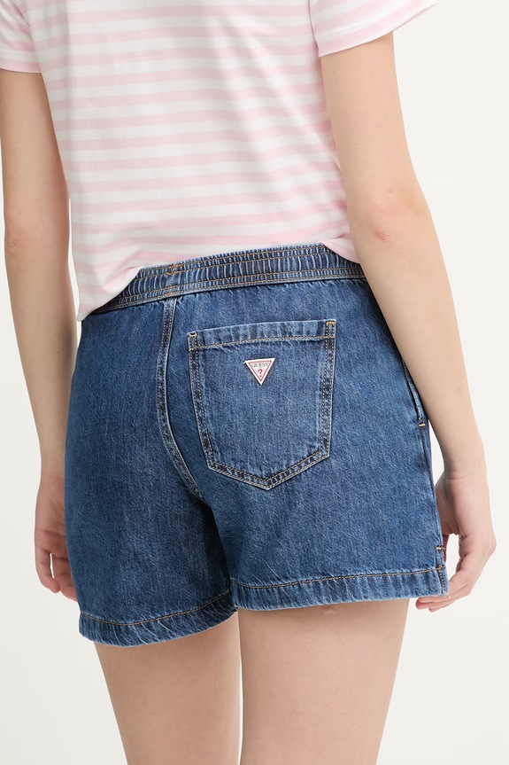 Odzież Guess Jeans szorty damskie jeansowe W6GD53.D7901 niebieski