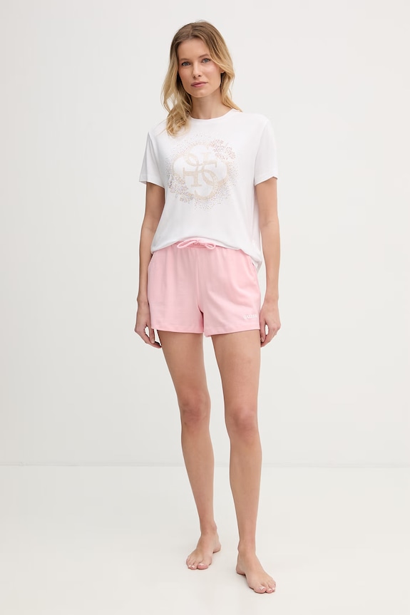 Guess teplákové šortky dámske bavlnené GIADA E6GD01.KCRZ1 ružová SS26