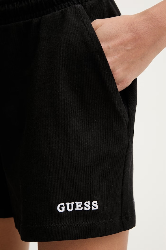 Guess szorty dresowe damskie bawełniane GIADA czarny E6GD01.KCRZ1
